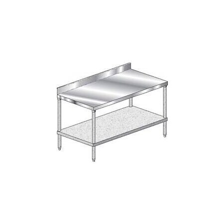 Aero Aero Manufacturing Workbench W/Shelf, 16 Ga. 304 Stainless, 4" Backsplash, Galv. Shelf, 120"Wx30"D 3TGB-30120